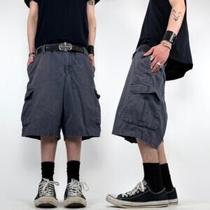 Vintage y2k baggy wide leg faded grunge archive blue skater shorts